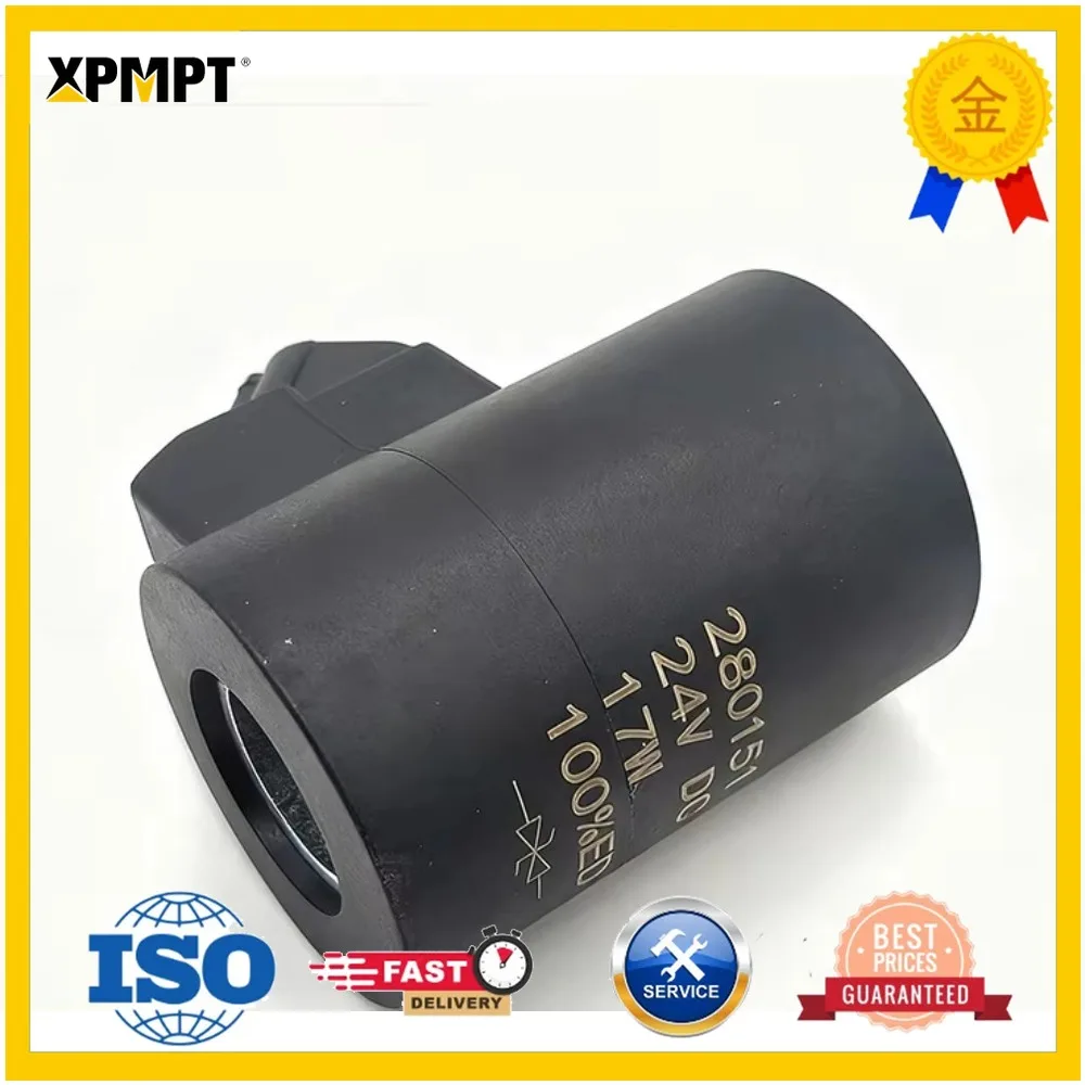 24V 27W Solenoid Valve Coil 280151 14616530 14616529 for Excavator EC360 EC380 EC460 EC480 Electric Parts