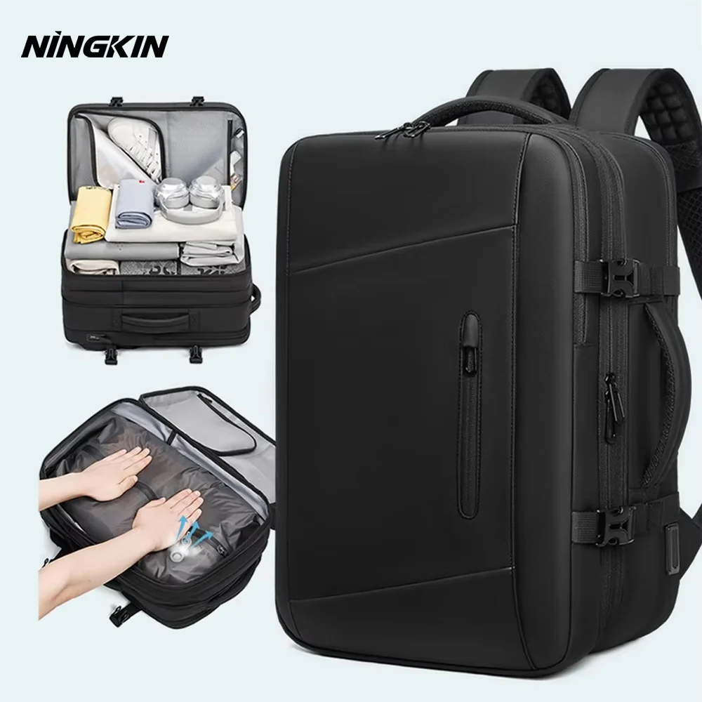 NINGKIN Backpack with Anti-Theft Vacuum Compression Travel Backpack,Expandable Backpacks with Pump for Airplanes