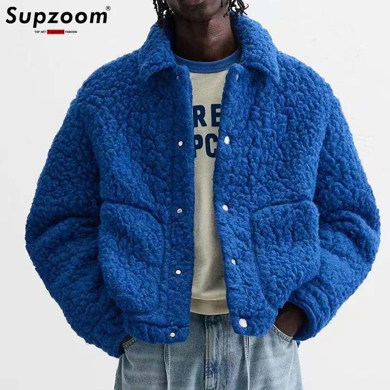 Supzoom New Arrival Autumn And Winter Imitation Rabbit Hair Zipper Top Fashion Loose Casual Winter Jackets Men Coats