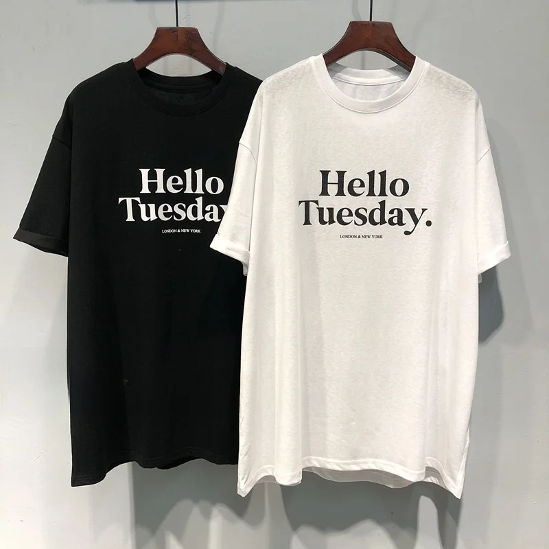 

Летняя футболка в корейском минималистичном стиле больших размеров, женская модная свободная миди-футболка без рукавов из хлопка и полиэстера с круглым вырезом