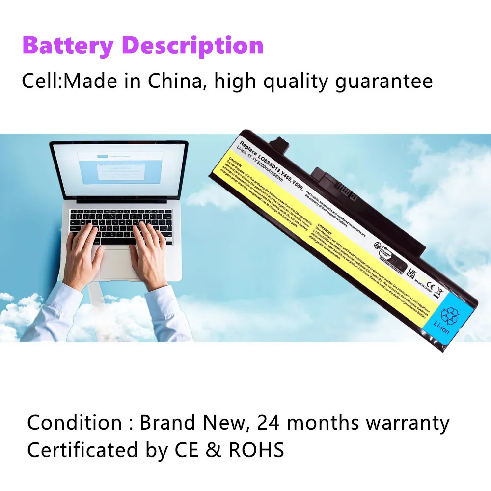 Laptop Battery for Lenovo IdeaPad Y450 Y450A Y450G Y550 Y550A Y550P L08L6D13 L08O6D13 L08S6D13