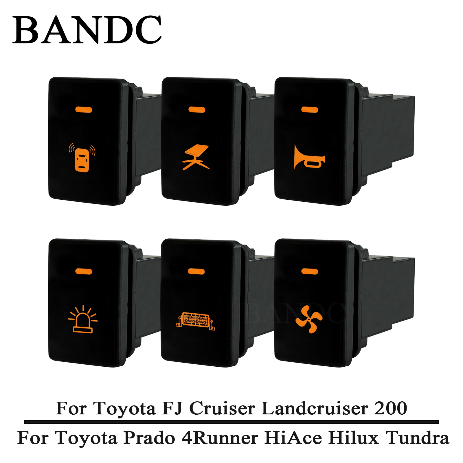 12V Orange LED Push Switch For Suzuki Jimny Toyota Hilux Land Cruiser 200 RAV4 Prado 150 4Runner Sienna HiAce Power DRL Horn Fan