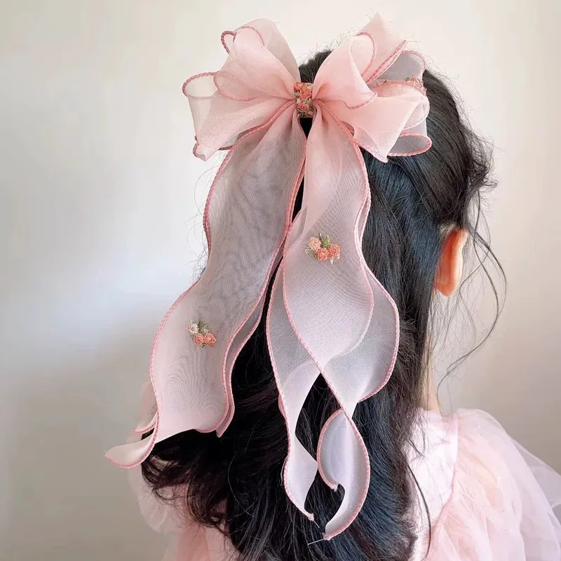 Children's embroidered bow hair clip, princess hair clip, super fairy girl ponytail headband