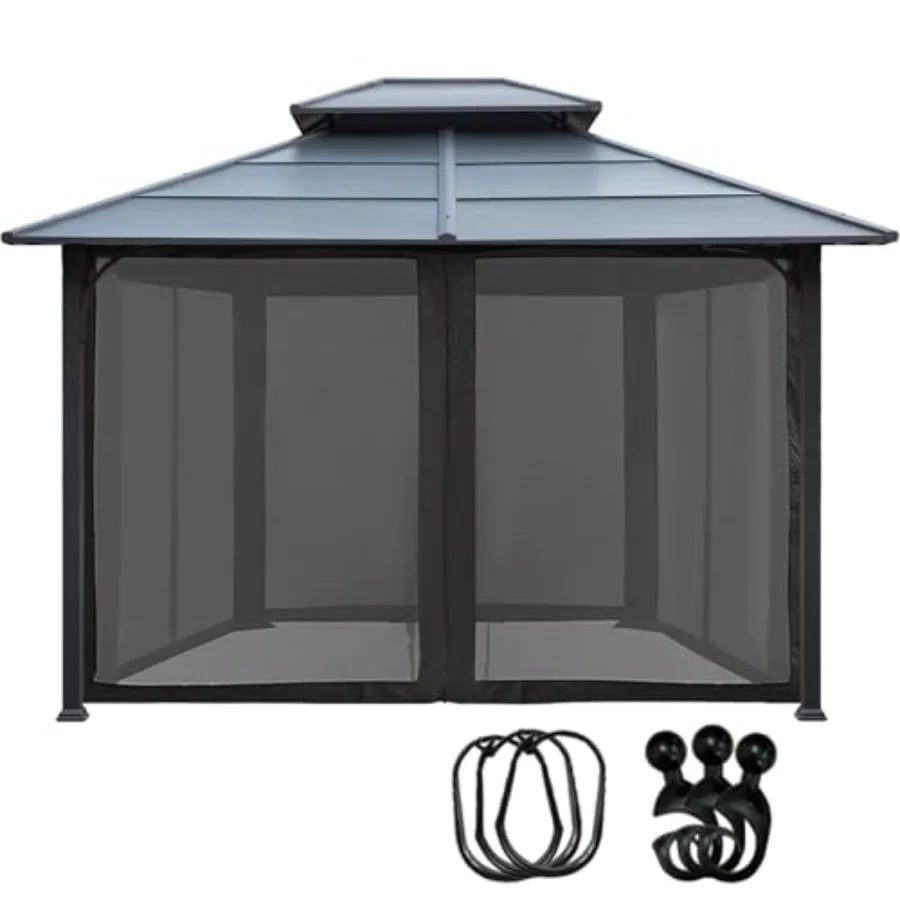 

10x12 Gazebo Replacement Mosquito Netting 4 Sided Mesh Walls with Zippered Entry Universal Fit for Patio and Outdoor