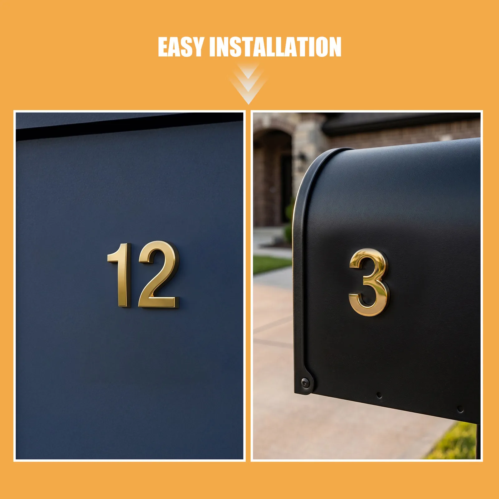 20Pcs Selfstick Address Numbers for Mailbox Waterproof Outdoor Number Stickers Door Apartment Golden 1.4x1in