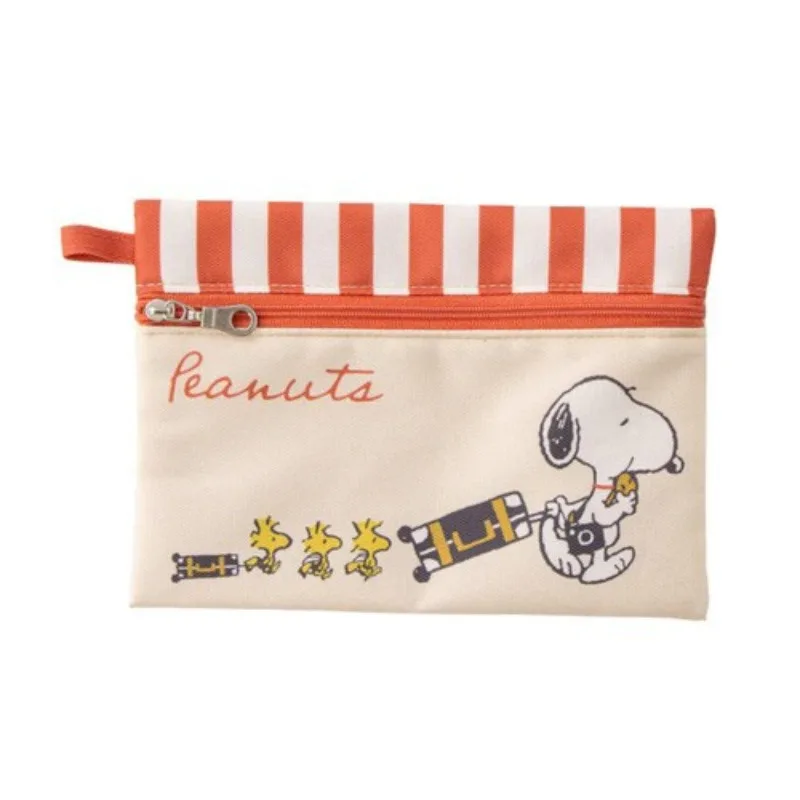 Bolsa de Maquiagem Portátil Leve com Zíper e Estampa Completa do Snoopy, Ideal para Uso Diário e Viagens