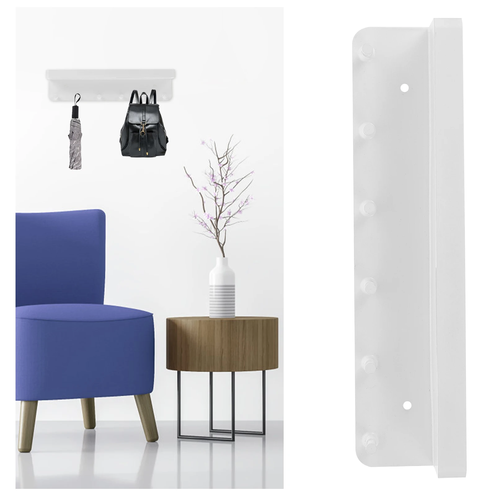 Wall Mounted Hook Rack Storage Organizer Metal Umbrella Stand Shelf Holder Home Kitchen Bathroom Entryway Premium Easy