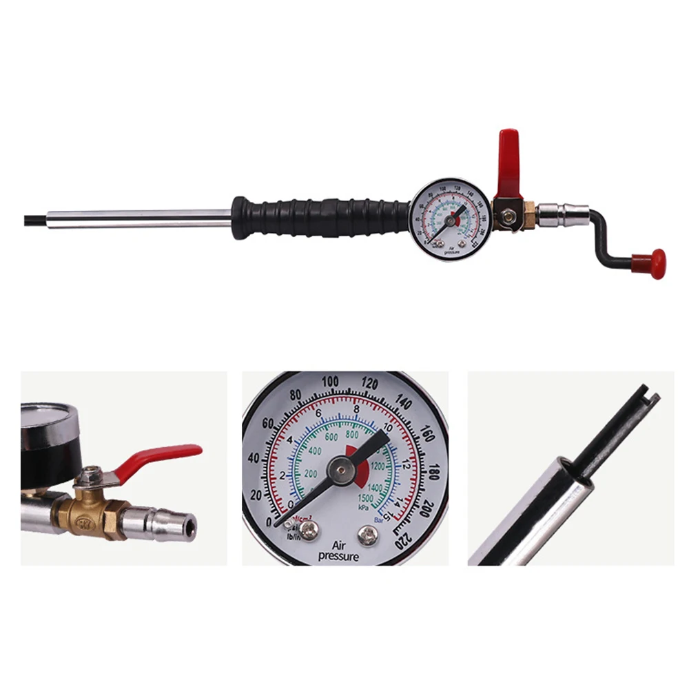 1 Pcs Hand Cranked Quick Inflation Rod Large Truck Tire Inflation Rod Ball Valve With Pressure Gauge And Gauge For  Tire Repair