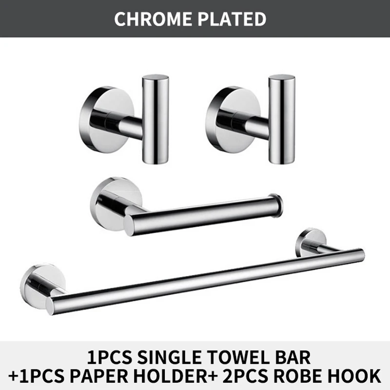 Bathroom Hardware Set Stainless Steel SUS 304 Wall Mounted Chrome Towel Shelf Toliet Paper Holder Bath Towel Hook