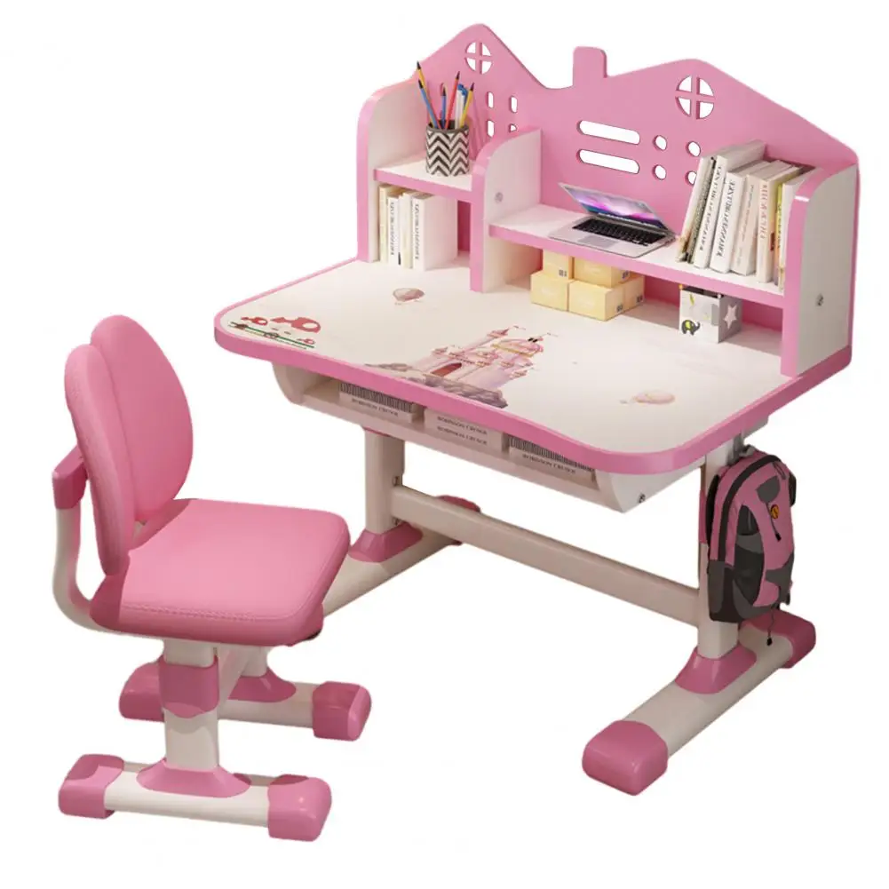 Ensemble de chaises de bureau réglables à motif de dessin animé pour enfants, multi-bibliothèque, chaise de bureau annulée, recommande l'étude, MELTable avec chaise, ensemble de 2 pièces