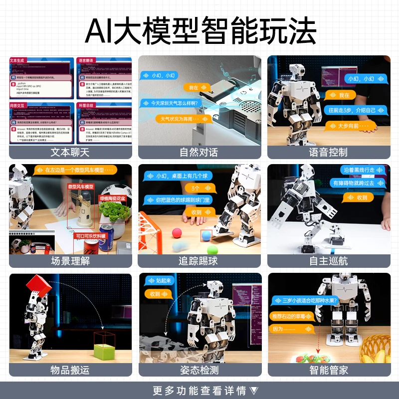 Raspberry Pi bionic humanoid robot TonyPi object tracking intelligent AI vision large model Python programming