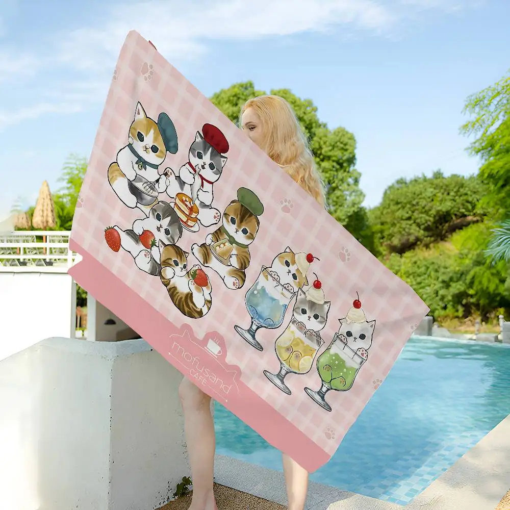 classic cute cat M-mofusand Microfiber Printed Beach Towel Mountain Climbing Yoga Beach Swimming Running Absorbent Soft Towel