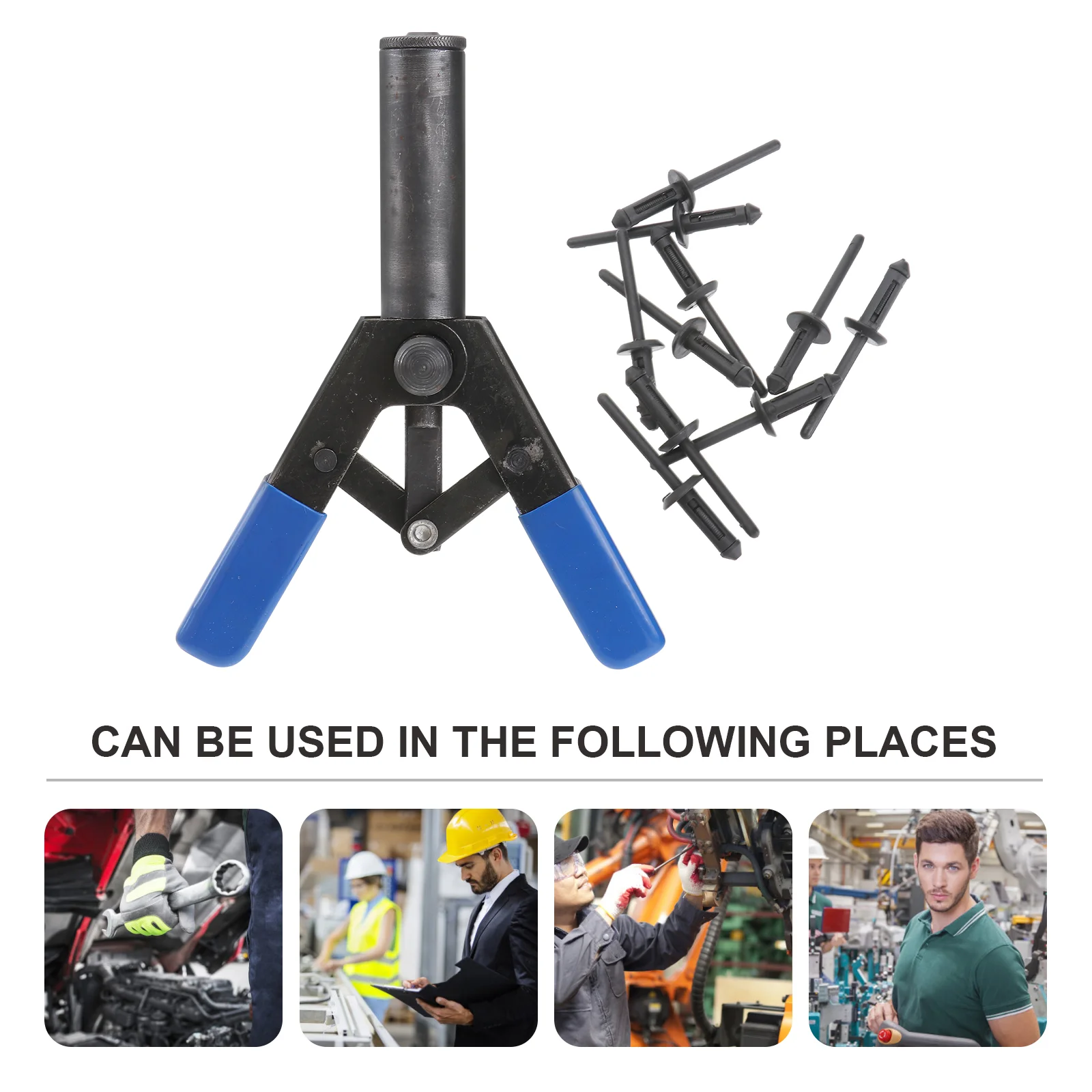 1 Set 1pc Core-pulling Riveter Machine Puller Hand Tool and 40pcs Ergonomic Design Poly Rivet (Black)