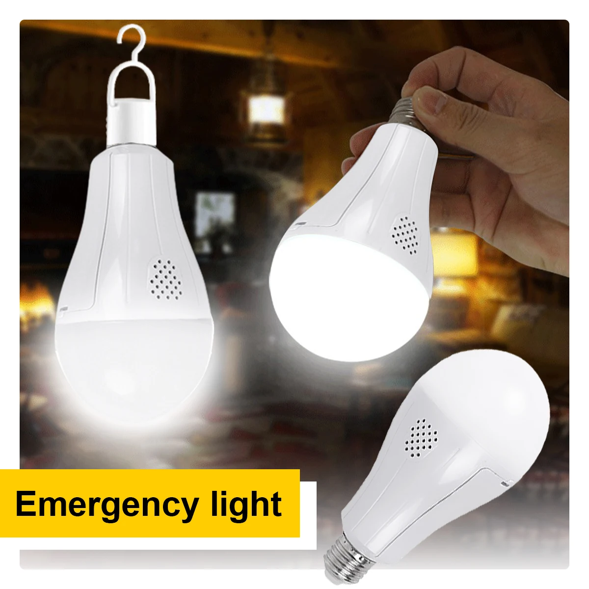 

E27 15W LED Emergency Light Bulb 1600mAh Rechargeable Camping Lamp 110V 220V for Home Power Failure Tent Garden Lamp Portable