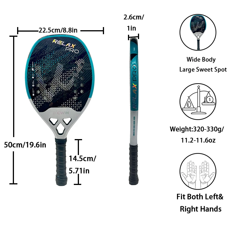 Cwin Relax Pro Beach Tennis 3K Vollcarbonfaser Rude Face Feminino Raquete Beach Tennis Carbonrahmen Professional Masculina NEU – Detail 4