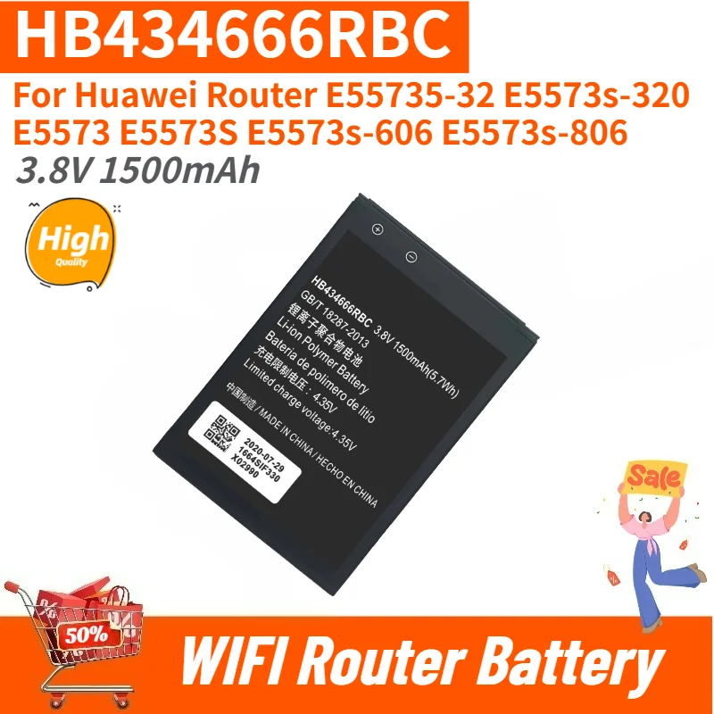 High Quality 3.8V 1500mAh HB434666RBC Router Battery For Huawei Router E55735-32 E5573s-320 E5573 E5573S E5573s-606 E5573s-806