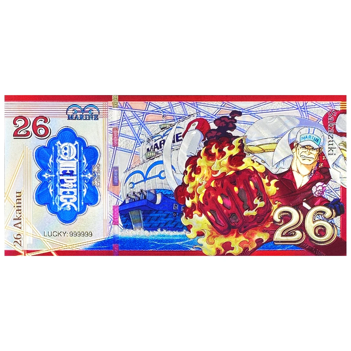 33 تصميمًا من قطعة واحدة للبيع المفرد مجموعة الأوراق النقدية الفضية اليابانية كهدية تذكارية لبطاقة شخصية لوفي للأطفال