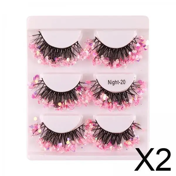 Makeup Accessory Colorful False Eyelashes Extension Glow Sequins Artificial Lashes for Festival Halloween
