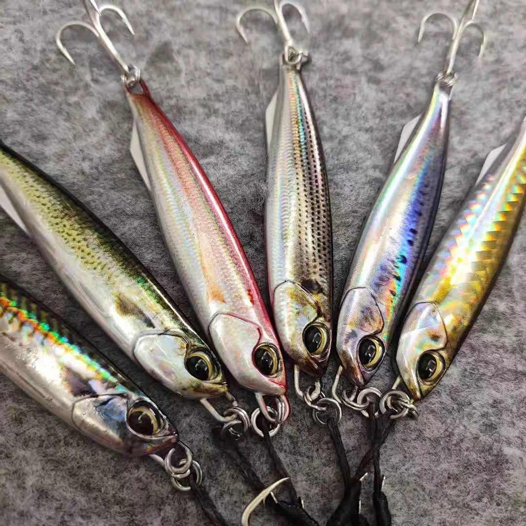 Metal Jig Spoon 20G30G40G60G80G Shore Jigging Metal Drag Cast Slim Jigs Saltwater Fishing Mahi Tuna Wahoo Lure Artificial Bait