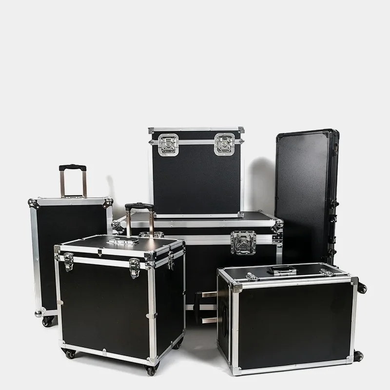 Aluminum flight case tool box with Draw-bar and foam