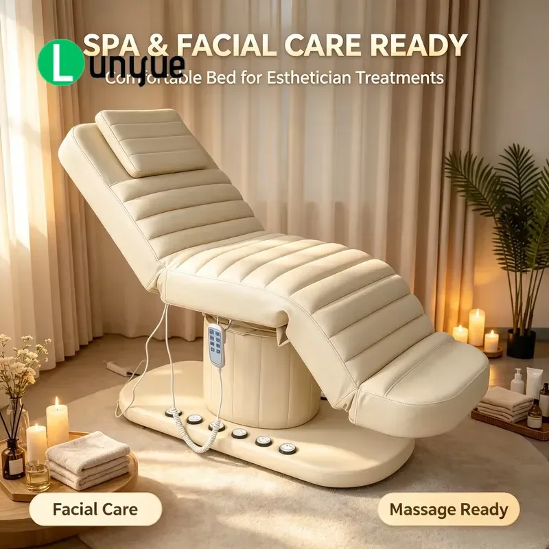 Electric Facial Beauty Bed Adjustable Tilt Massage Table 360 Degree Rotation for Spa Clinic Professional Skincare