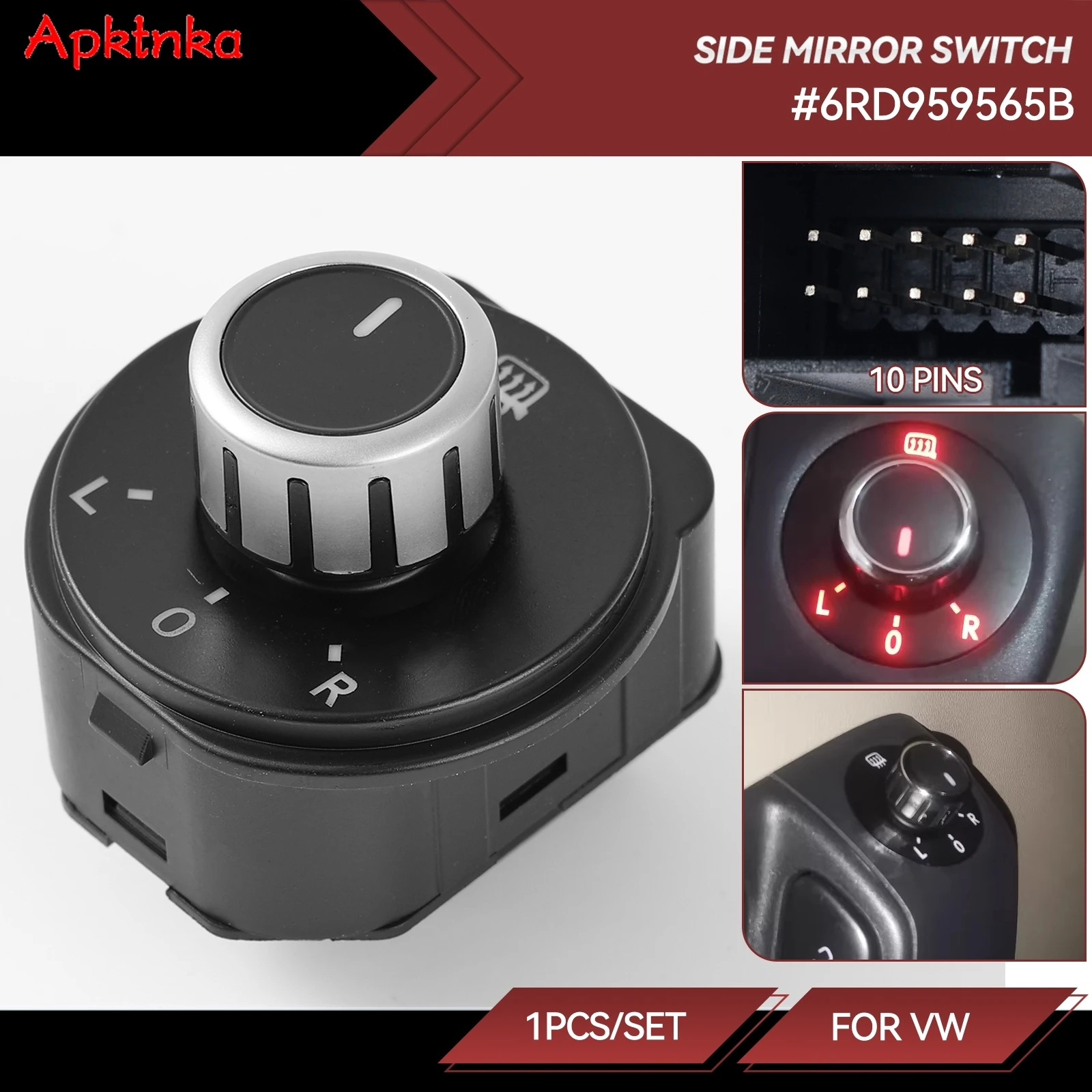 Chromowany przełącznik elektrycznego lusterka samochodowego do VW Volkswagen Polo 6R 2011-2016 Hatchback 6RD 959 565B 6RD 959565 B