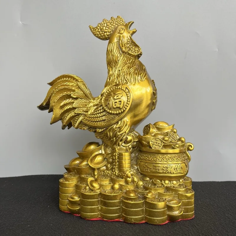 Copper golden ornament, auspicious and prosperous money , twelve zodiac rooster, home living room mascot