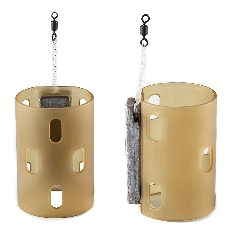 European Carp Fishing Method Feeder Hollow Tube Bait Cage Fishing Bait Feeder with Swivel Lead Weight Lead Sinker Accessories