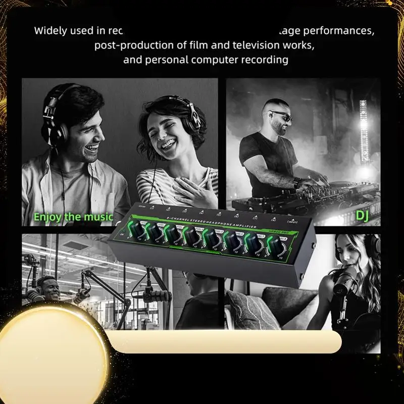 

HA800 PRO 8 Channel Headphone Amplifier RGB Stereo Amp Microamp Amplifier For Music Mixer Recording Sound Amplifier