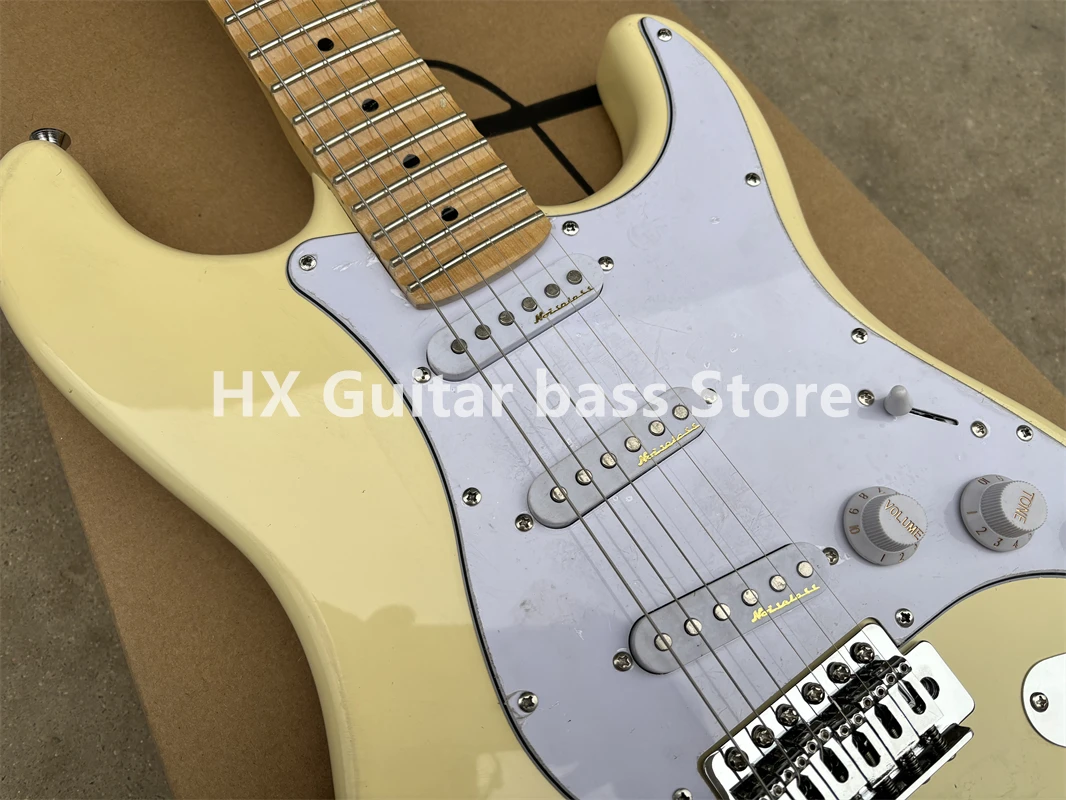 Custom shop Yngwie M Guitar fan fingerboard head ST electric guitar, cream yellow，Multiple colors are available