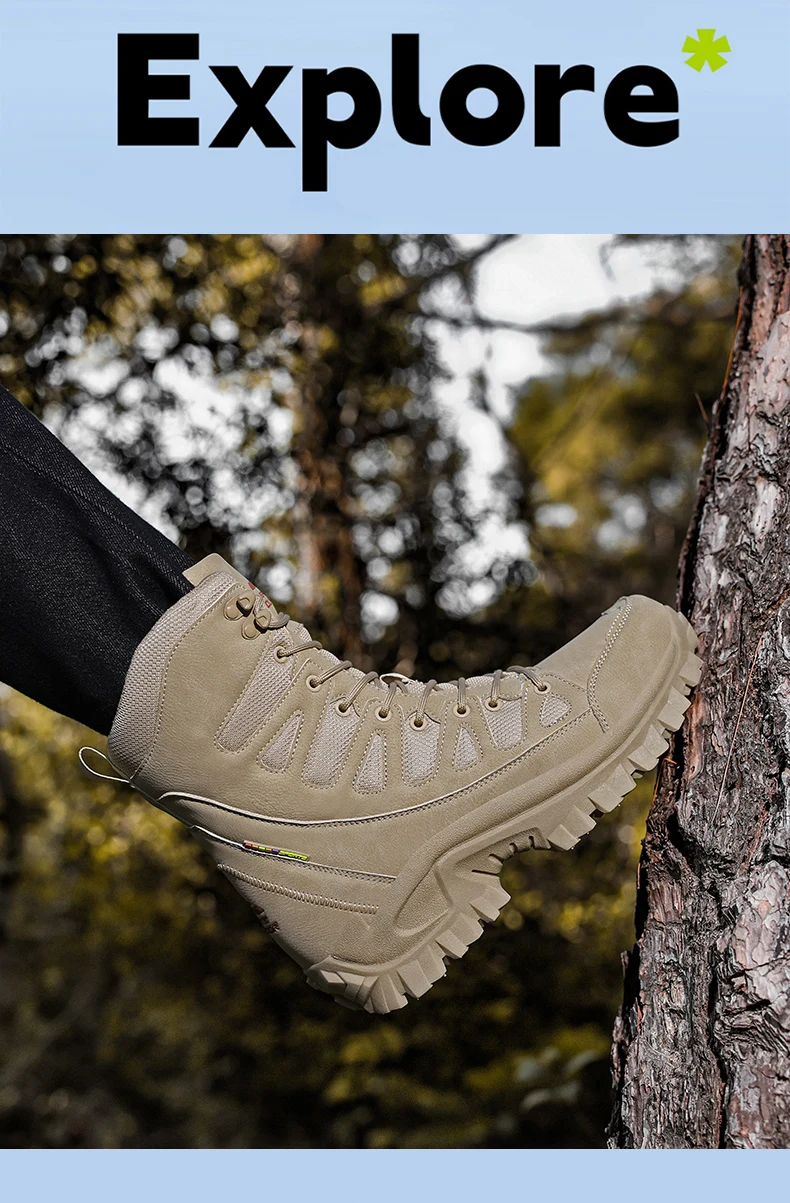 Männer Bergsteigen Schuhe Im Freien Nicht-slip Taktische Stiefel Wüste Boot Atmungsaktive Leder Obermaterial High Top Feld Training Sicherheit schuh – Detail 12