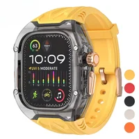 Kit de modificación transparente para Apple Watch 11 10 987 46 45mm funda con correa para IWatch Series 44 40mm 654SE banda de goma Refit Mod