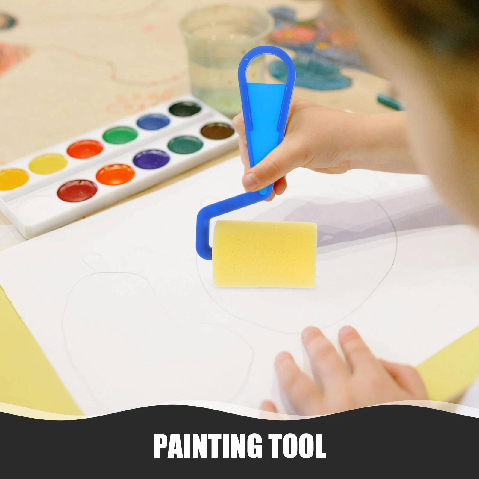 

2 Sets Sponge Brush Painting Set Kids Color Sponges Creative Design Durable Safe Material Reusable Easy Clean Lesson