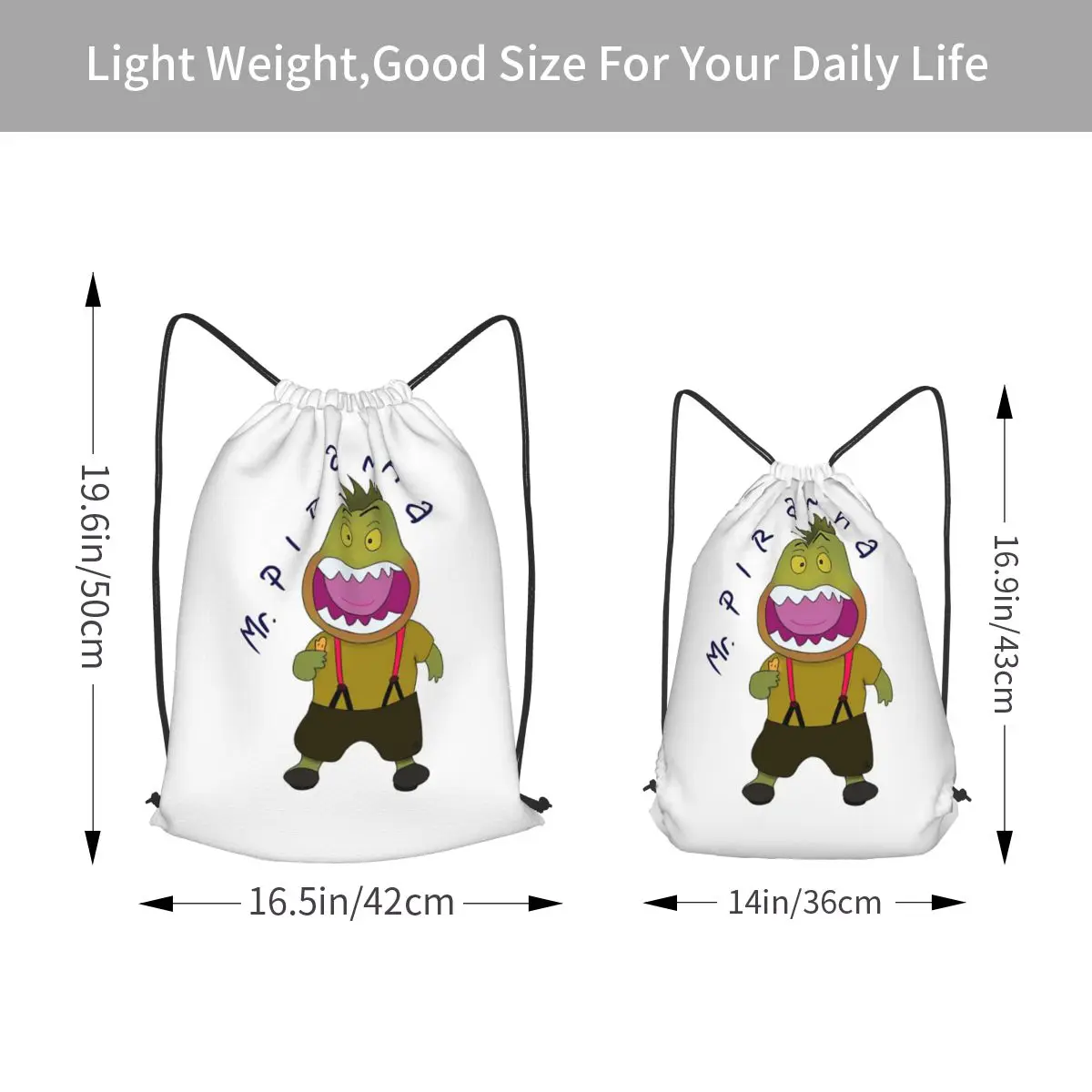 Mr Piranha Bad Guys Movie Backpacks Casual Drawstring Bags Sports Bag Book Bags for Man Woman School