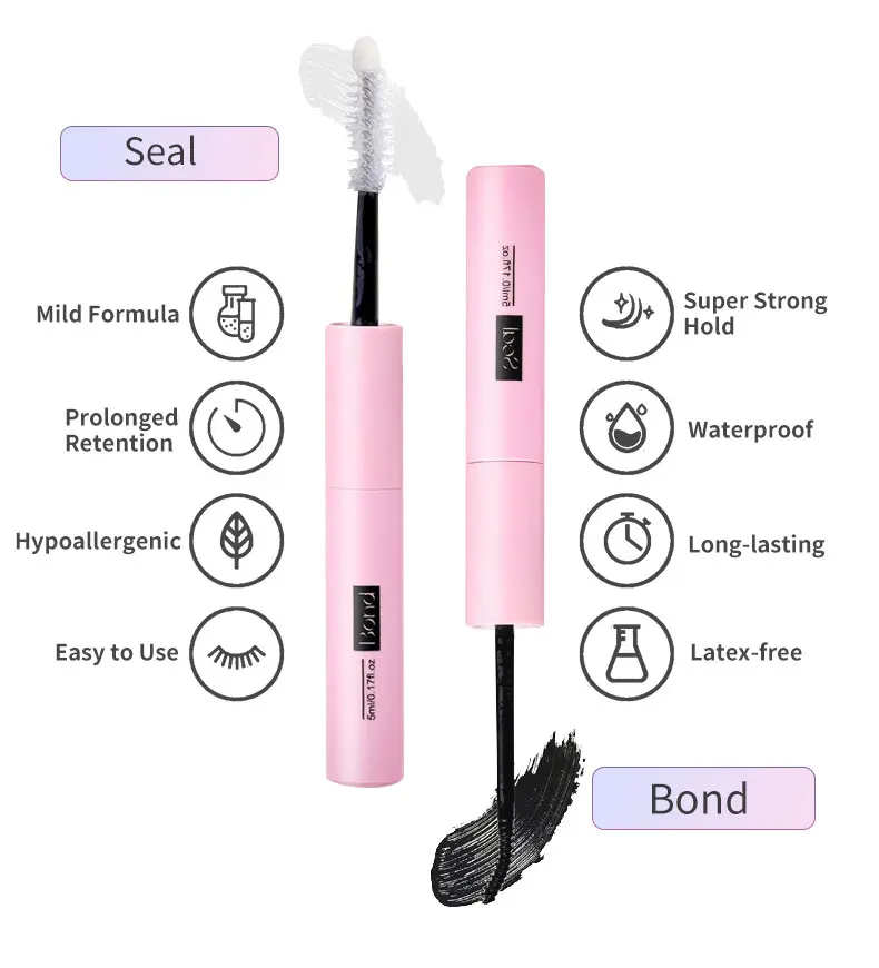 2 in 1 Double Headed Strong Bond and Seal Glue Hold for 72 h Waterproof Long-Lasting Material for Lash Glue