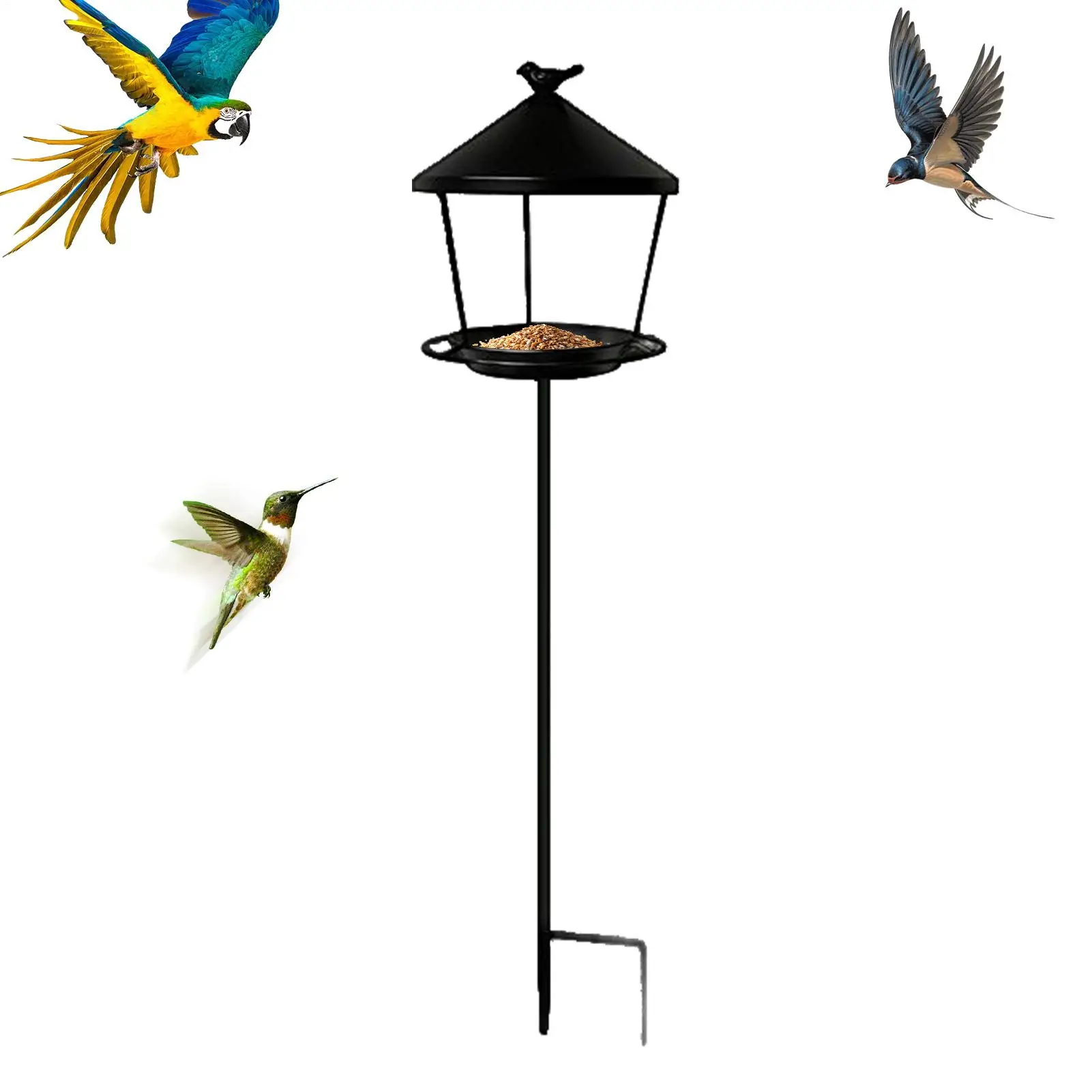 

Всепогодная кормушка для птиц с защитой от проливания, уличная кормушка для диких птиц, стационарная кормушка для сада, двора, патио