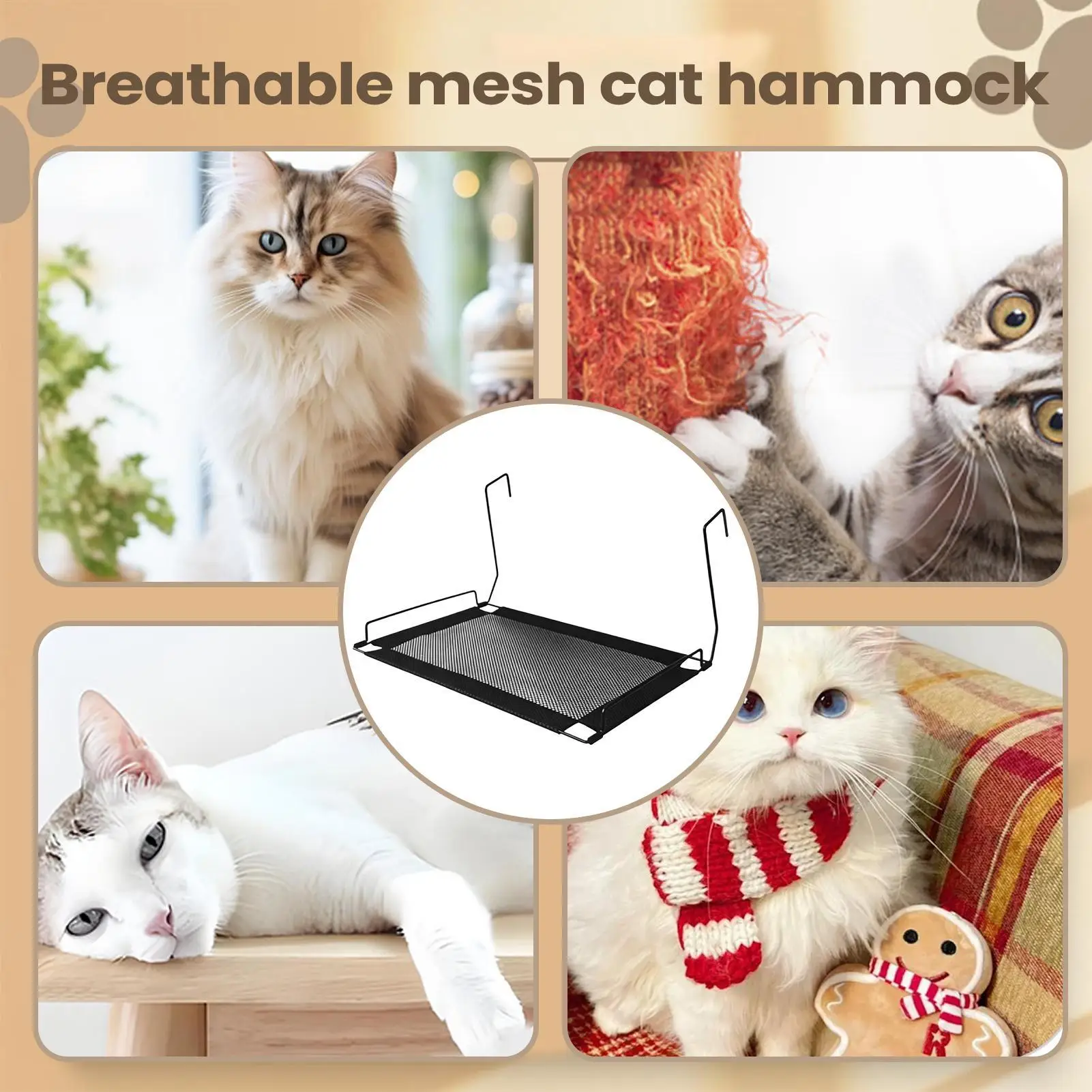 猫用ハンモックスタンド、金属フレーム、冷却マット付き、室内用サマーキャットウォールハンモック、子猫、小型犬、中型犬、大型犬用、室内、自宅、寝室用