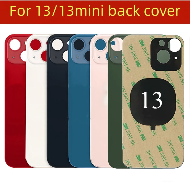 For iPhone 13/13 mini Back Glass Panel Battery Cover Big Hole Rear Door Housing Case Replacement Parts With 3M Tape