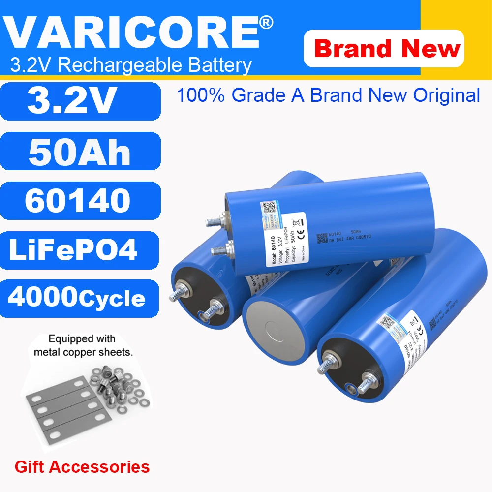 

VariCore 3,2 В 50 Ач LiFePO4 Батарея 60140 Литий-железо-фосфатные батареи для 12 В 24 В 3C Мотоцикл Автомобиль Гольф Тележка Кемпинг Путешествия