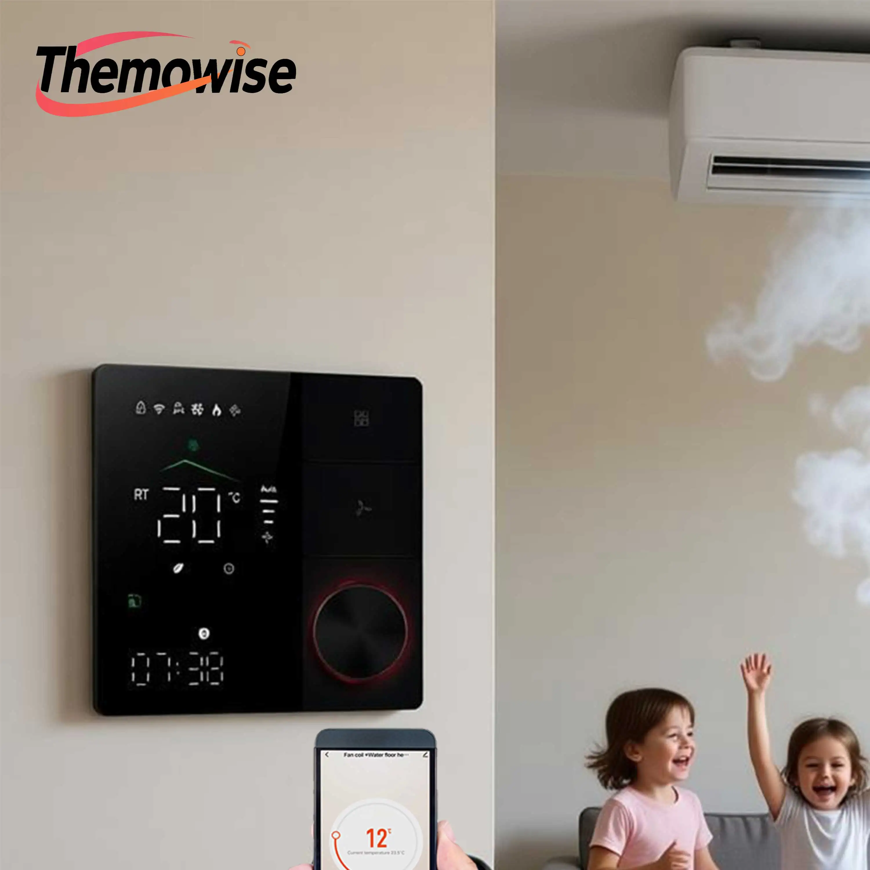ZIGBEE/WIFI Cooling Heating Thermostat For Knob Operation AC Fan Coil 2P/4P 3-Speed Temperature Adjustment By 24V 220V