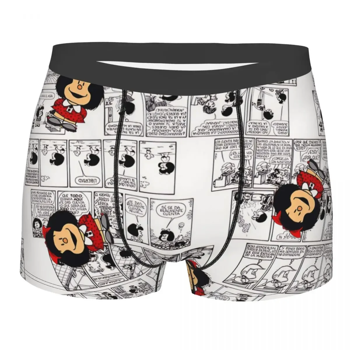 Manga Men Boxer Briefs Mafalda Quino Comics Highly Breathable Underpants High Quality Print Shorts Birthday Gifts