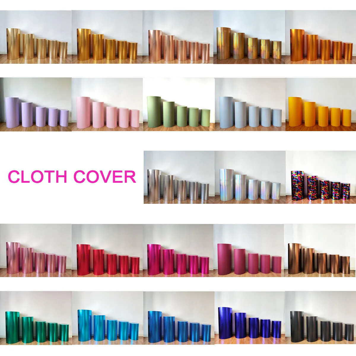 3/5Pcs Cloth Cover for Cylinder Pedestal Macron Color Cover of Cake Rack Plinths Elastic Cover Pillars Cylinder Cover