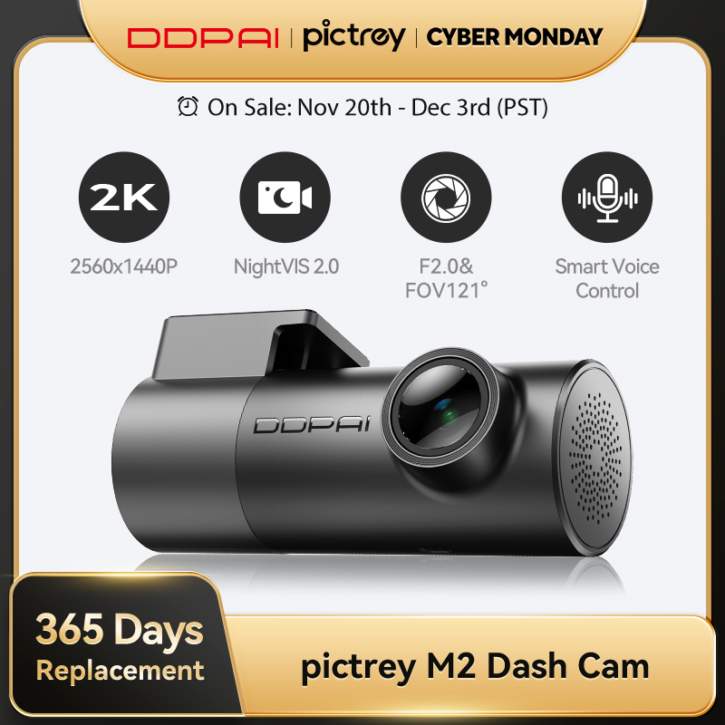  Pictrey M2 2K Dash Cam 330° Rotatable Car DVR Support Night Vision Smart Voice Control 24H Parking Monitor 