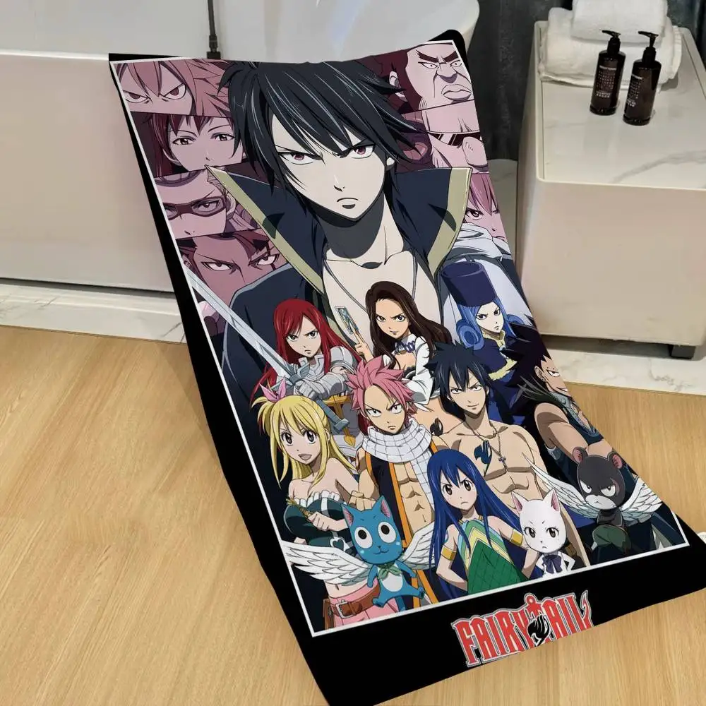 Anime Fairy Tail Microfiber Printed Beach Towel Mountain Climbing Yoga Beach Swimming Running Absorbent Soft Towel