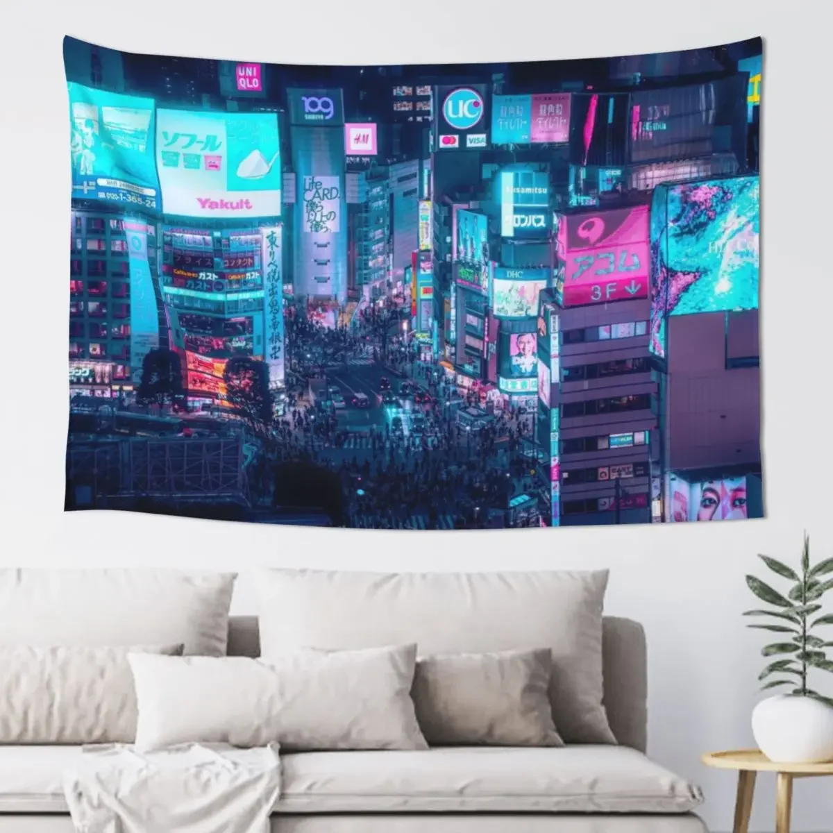 Neo Tokyo - Shibuya Crossing Tapestry Decorative Wall Mural Bed Room Decoration House Decoration Bedroom Deco Tapestry