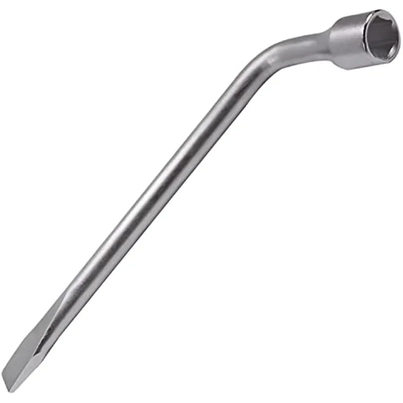 Car Spare Tire Lug Wrench - L type Hexagonal Head 17/19/21/24mm Slotted End Socket Repair Tool, Standard Tire Wrench