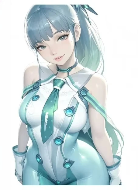 1Pc Anime Light Cyan Ponytail Girl Sci-Fi Suit Vinyl Sticker, Waterproof Decal for Car Motorcycle Laptop Decor, Holiday Gift