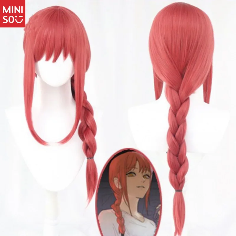  Parrucca cosplay Chainsaw Man Makima: trecce doppie rosa, capelli lunghi per la convenzione e il costume dell'anime