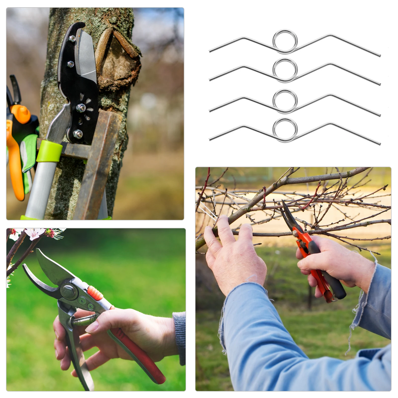 

5pcs High Branch Scissors Handle Spring Stainless Steel Pruning Shear Garden Tools Small V Springs Pruner Parts Fits Most Shears
