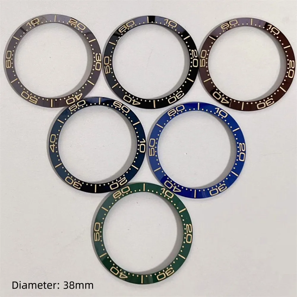 

38mm Watch Bezel Yellow Numerals Ceramic Bezel Oblique Watch Ring Mouth Men Watches Replacement Accessories